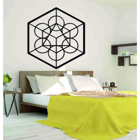 Dřevěný geometrický obraz na zeď žně