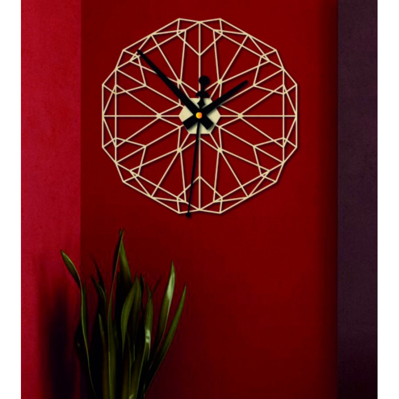 Geometrické hodiny na zeď z dřevěné překližky -...
