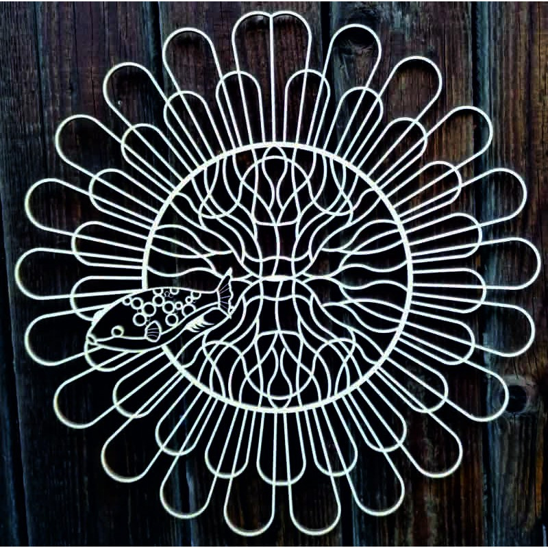 Květinový obraz Hravost a krása s rybou - PEACE