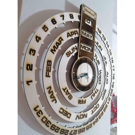 Dřevěný kalendář - gravírované nástěnné hodiny - JOGBEL