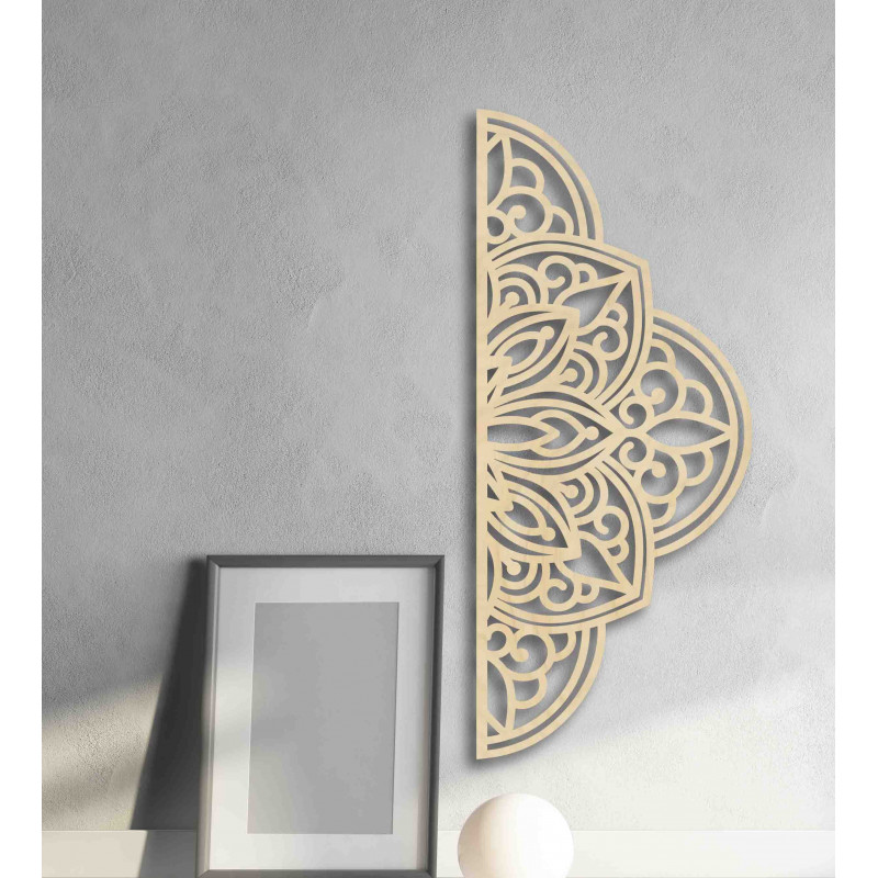 Dřevěný nástěnný obraz poloviční mandala - BOHEMIA