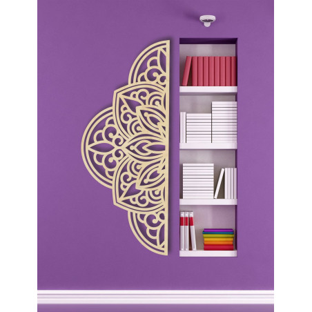 Dřevěný nástěnný obraz poloviční mandala - BOHEMIA