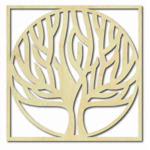 Dřevěný nástěnný obraz strom v rámu UASVED 2