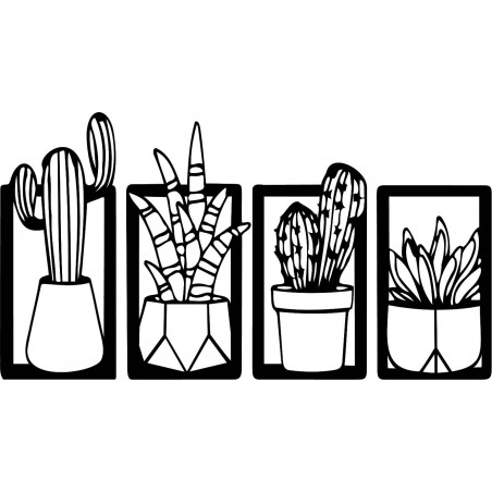 Čtyřdílná nástěnná malba kaktusů - KOFEN
