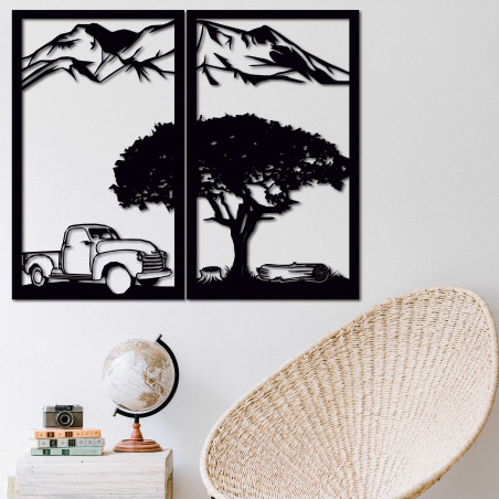 Vyřezávaný dvoudílný obraz na zeď příroda - BULISA