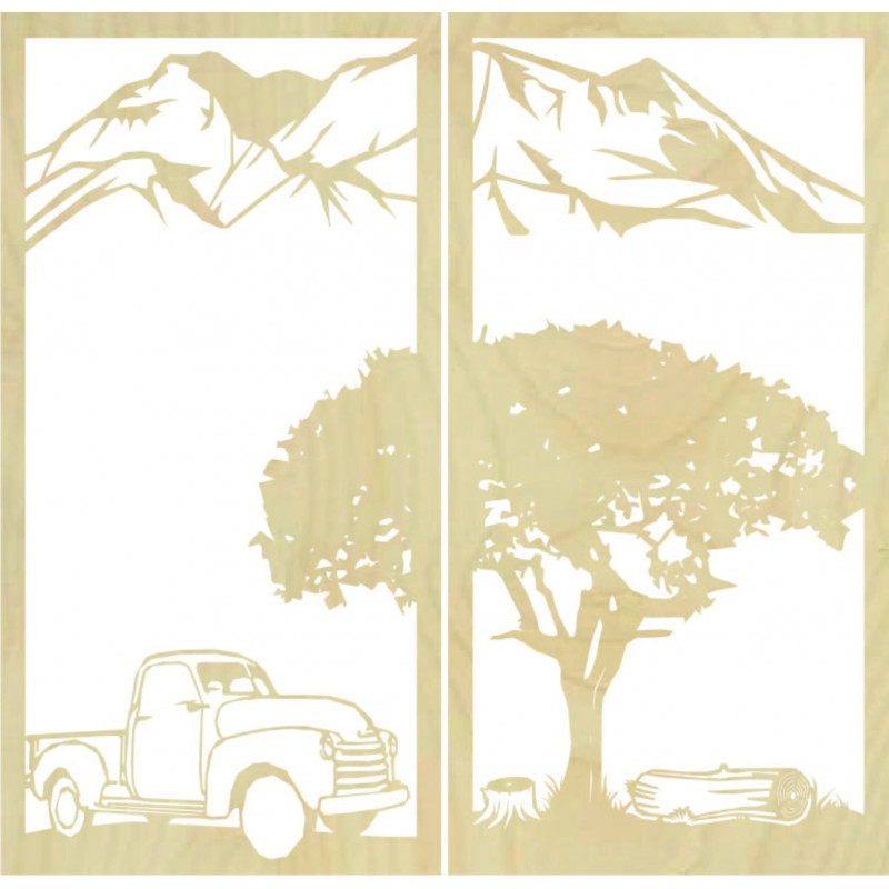 Vyřezávaný dvoudílný obraz na zeď příroda - BULISA