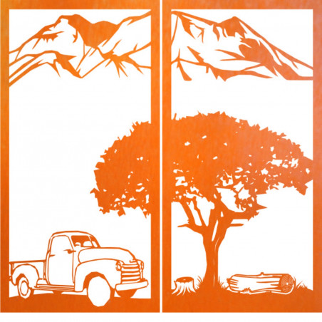 Vyřezávaný dvoudílný obraz na zeď příroda - BULISA