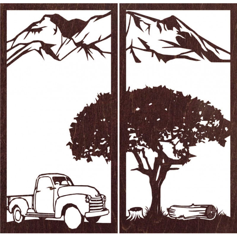 Vyřezávaný dvoudílný obraz na zeď příroda - BULISA