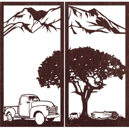 Vyřezávaný dvoudílný obraz na zeď příroda - BULISA