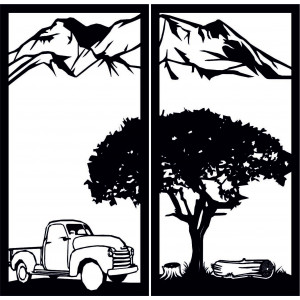 Vyřezávaný dvoudílný obraz na zeď příroda - BULISA 2