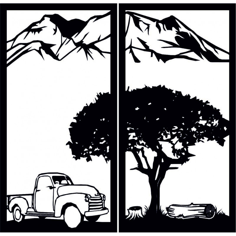 Vyřezávaný dvoudílný obraz na zeď příroda - BULISA