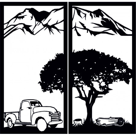 Vyřezávaný dvoudílný obraz na zeď příroda - BULISA