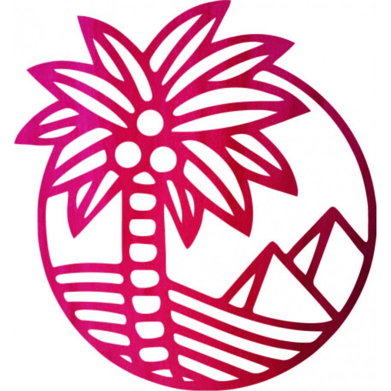 Dřevěný nástěnný obraz palmy na pláži - MALLAWI