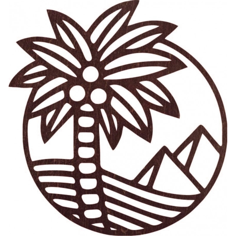 Dřevěný nástěnný obraz palmy na pláži - MALLAWI