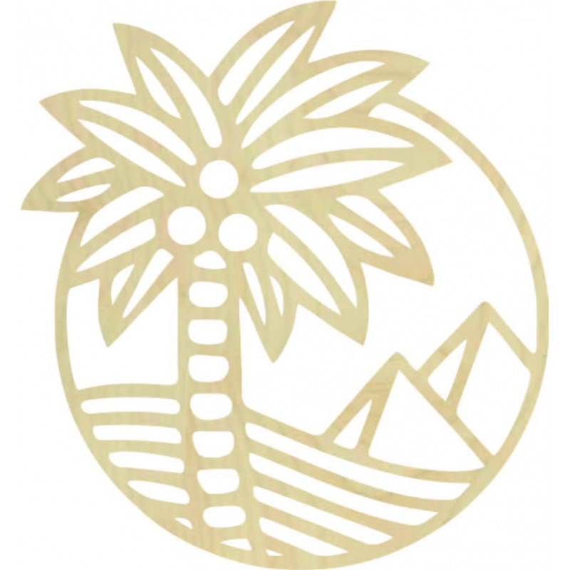 Dřevěný nástěnný obraz palmy na pláži - MALLAWI