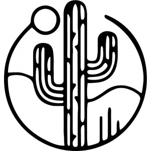 Dřevěný nástěnný obraz kaktusu se sluncem - MONK 2