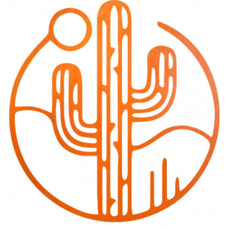 Dřevěný nástěnný obraz kaktusu se sluncem - MONK