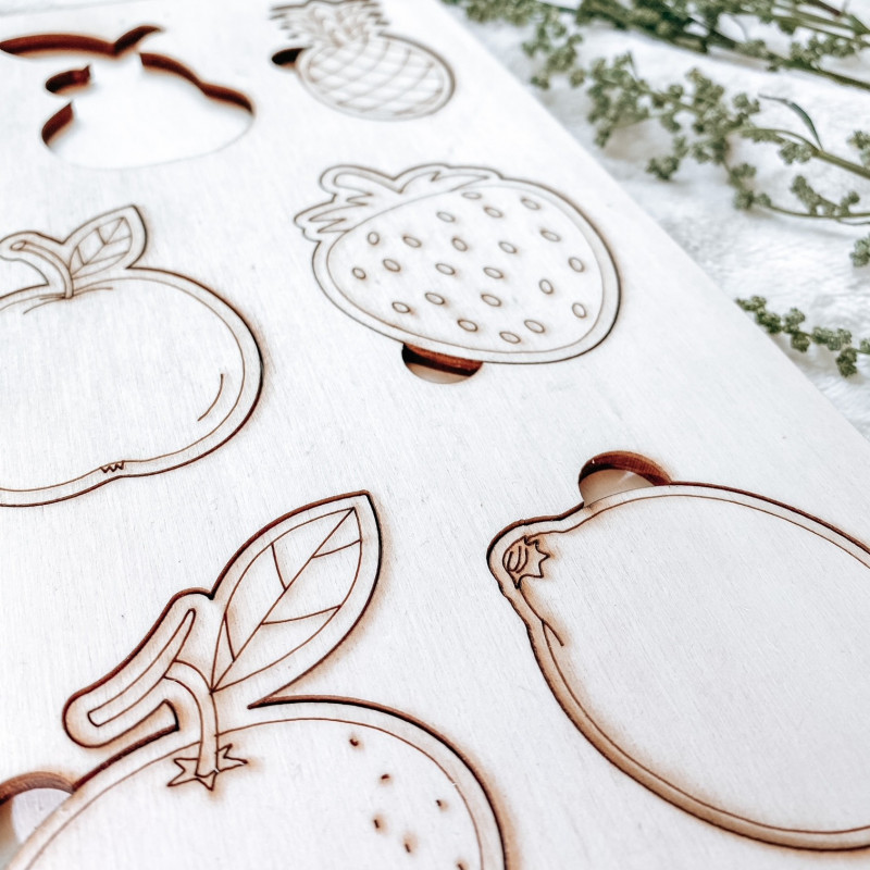 Dřevěná montessori vkládačka pro děti - OVOCE |...