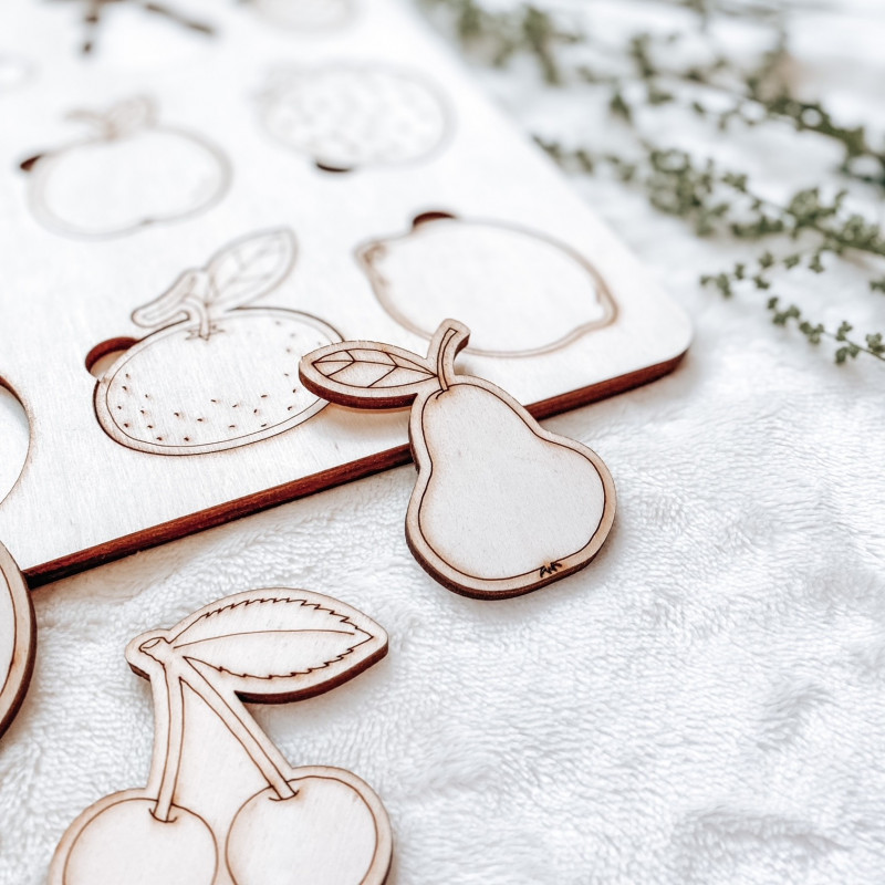 Dřevěná montessori vkládačka pro děti - OVOCE |...