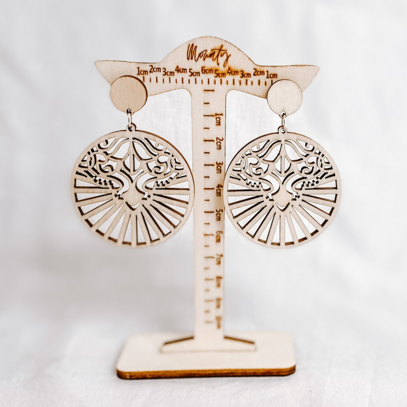 Dřevěné přírodní visící náušnice LILIEN -...