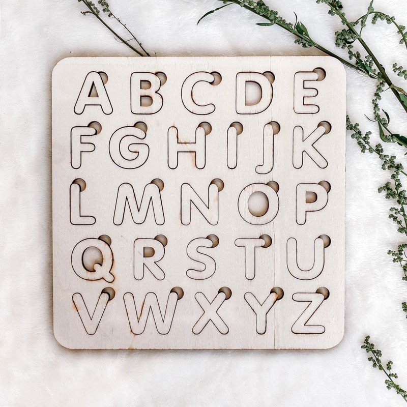 Dřevěná montessori vkládačka pro děti - ABECEDA...