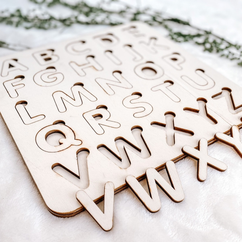 Dřevěná montessori vkládačka pro děti - ABECEDA...