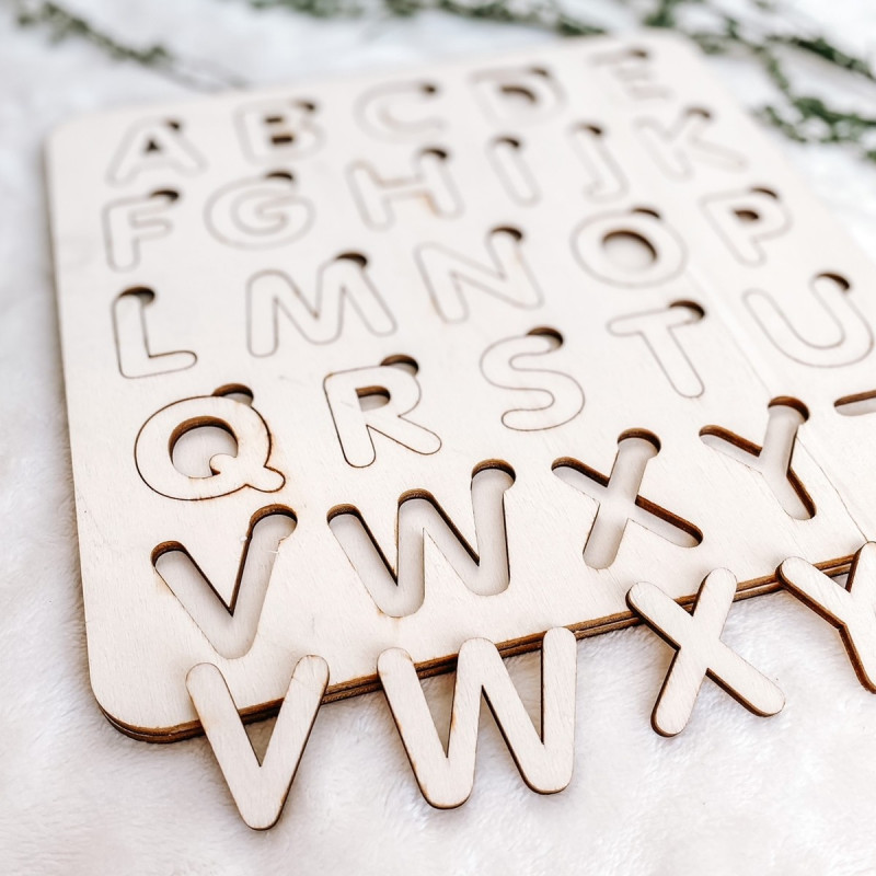 Dřevěná montessori vkládačka pro děti - ABECEDA...