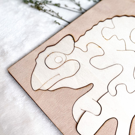 Dvoubarevná dřevěná montessori vkládačka pro děti - 3D puzzle Chameleon TOPOL | SENTOP  H014-A