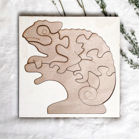 Dřevěná dvoubarevná dřevěná montessori vkládačka pro děti - Chameleon BUK | SENTOP