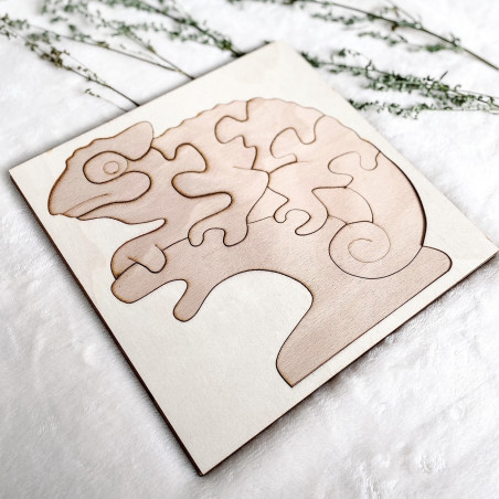 Dřevěná dvoubarevná dřevěná montessori vkládačka pro děti - Chameleon BUK | SENTOP