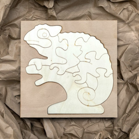 Dvoubarevná dřevěná montessori vkládačka pro děti - 3D puzzle Chameleon TOPOL | SENTOP  H014-A