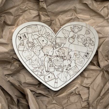 Dřevěné puzzle ve tvaru srdce - LÁSKA 145 dielikov | SENTOP H013