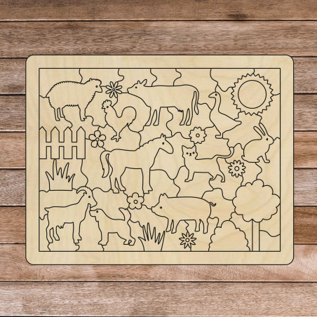 Dřevěná montessori smyslová pomůcka - Zvířátka na farmě | SENTOP H018 Topol