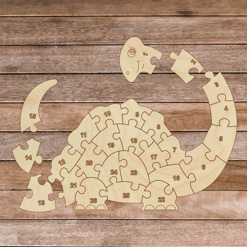 Dětské dřevěné puzzle - Dinosaurus a čísla 26...