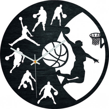 Dřevěné hodiny - Basketbal - černé a barevné | SENTOP PR0449