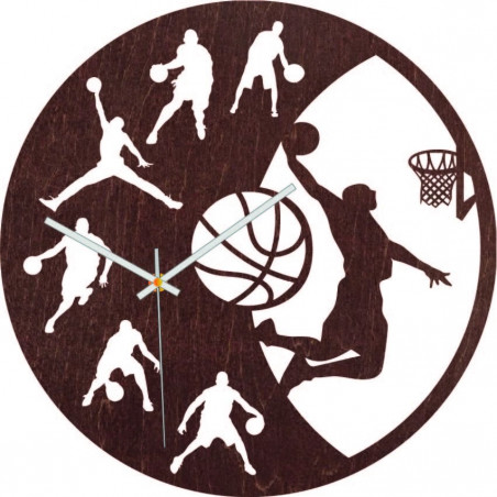 Dřevěné hodiny - Basketbal - černé a barevné | SENTOP PR0449