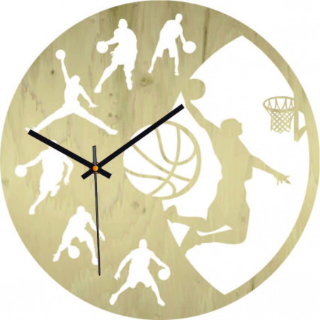 Dřevěné hodiny - Basketbal - černé a barevné | SENTOP PR0449
