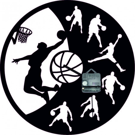 Dřevěné hodiny - Basketbal - černé a barevné | SENTOP PR0449