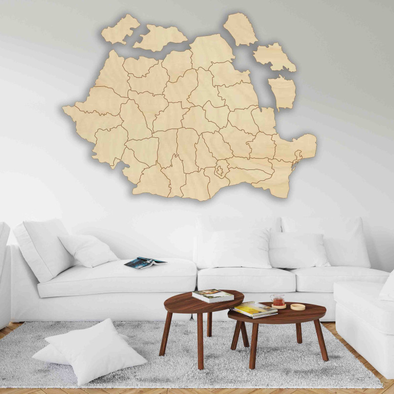 Dřevěná nástěnná mapa Rumunska - ROMA