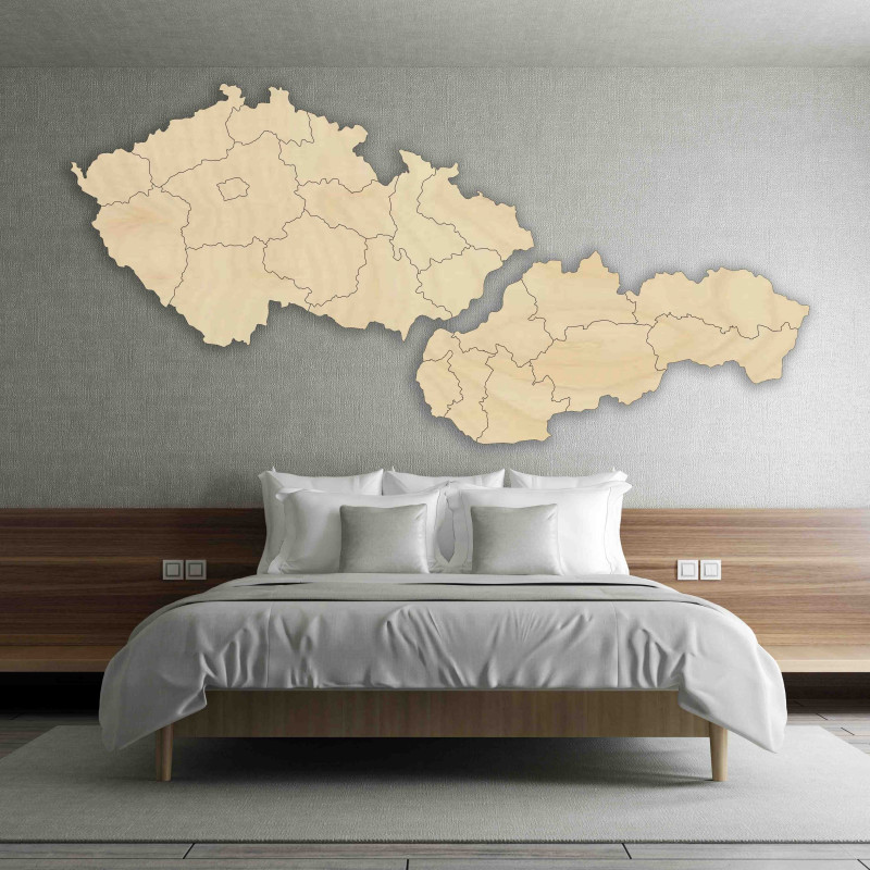 Dřevěná mapa Slovenska a České republiky - PUZZLE