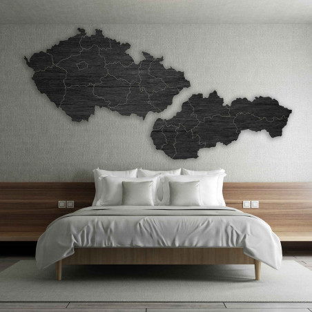 Dřevěná mapa Slovenska a České republiky - PUZZLE