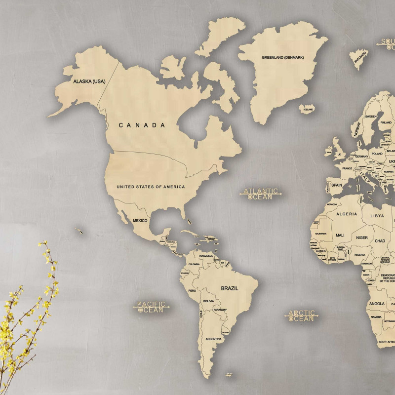 Nástěnná mapa ze dřeva - celý svět | SENTOP M012