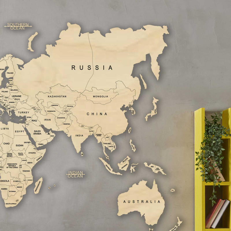 Nástěnná mapa ze dřeva - celý svět | SENTOP M012