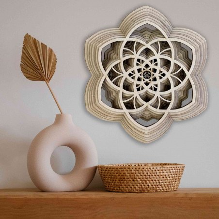 Dřevěná mandala Harmonie z více vrstev až 90 x 100 cm