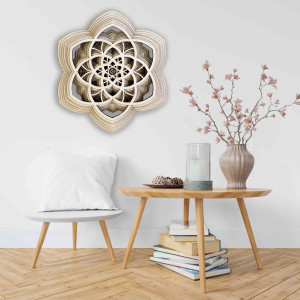 Dřevěná mandala Harmonie z více vrstev až 90 x 100 cm 2