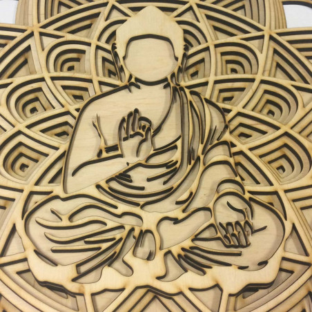 3D obraz na zeď - Sentop | Mandala Buddha | 90 x 90 cm | dřevěný
