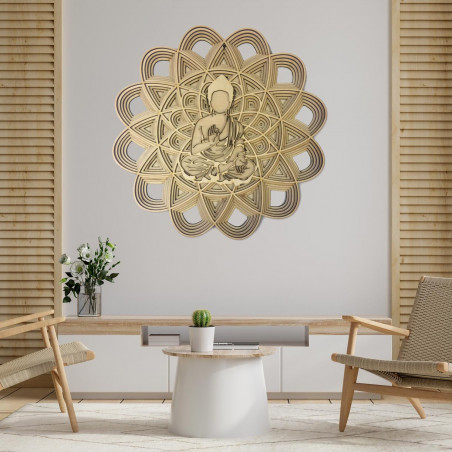 3D obraz na zeď - Sentop | Mandala Buddha | 90 x 90 cm | dřevěný