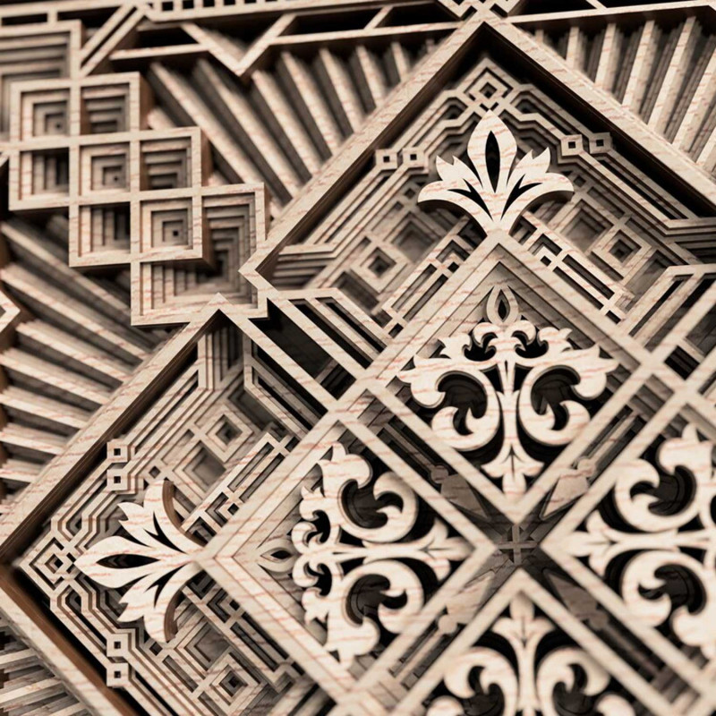 Exkluzivní malba mandalou na zeď 3D square -...