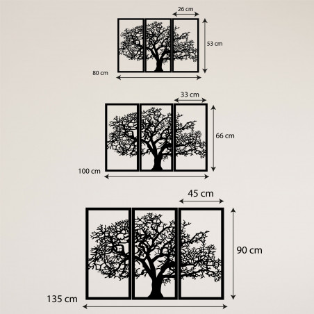 Dřevěný nástěnný obraz Strom života: Sada 3 panelů Dřevěný nástěnný obraz Strom života: Sada 3 panelů