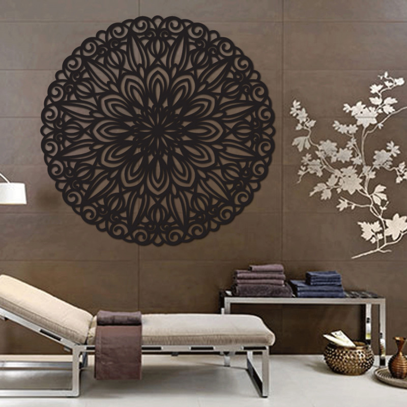 Vyřezávaná dřevěná mandamandala na zeď Květina času | SENTOP